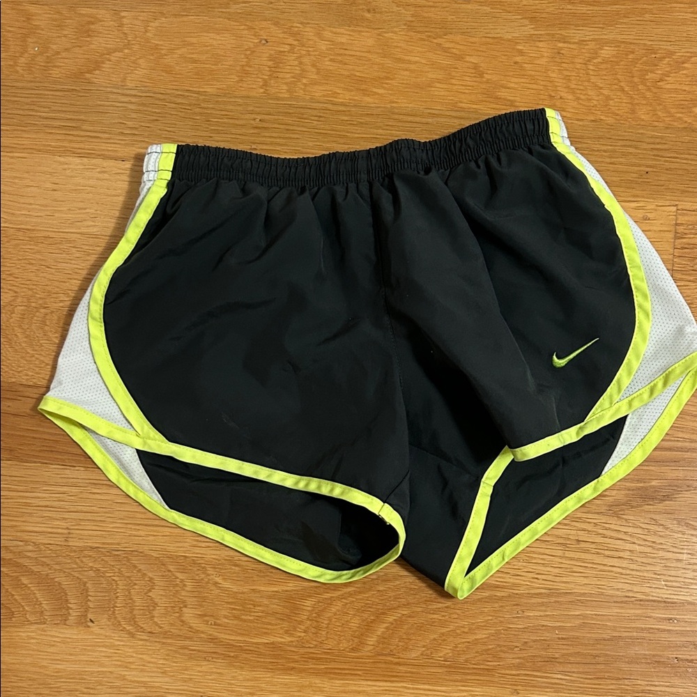 Nike Women's Athletic Shorts Black with Yellow Trim